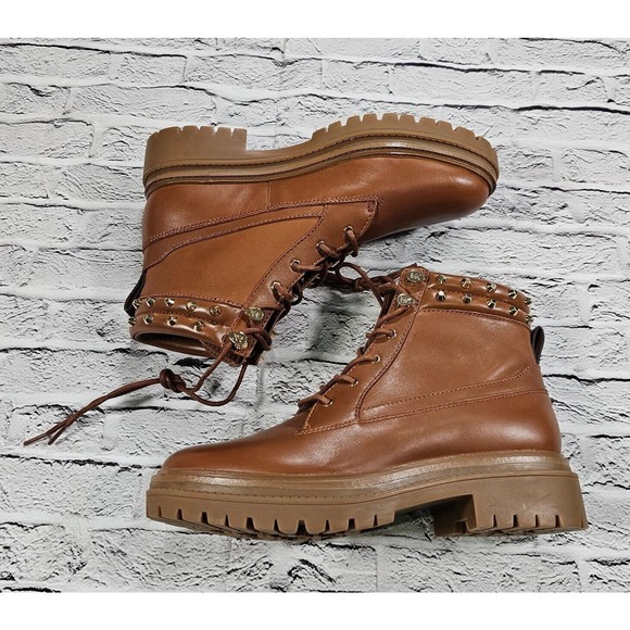 MICHAEL KORS Turner Astor Stud Brown Leather Boots WOMENS SIZE 10 - Picture 8 of 11